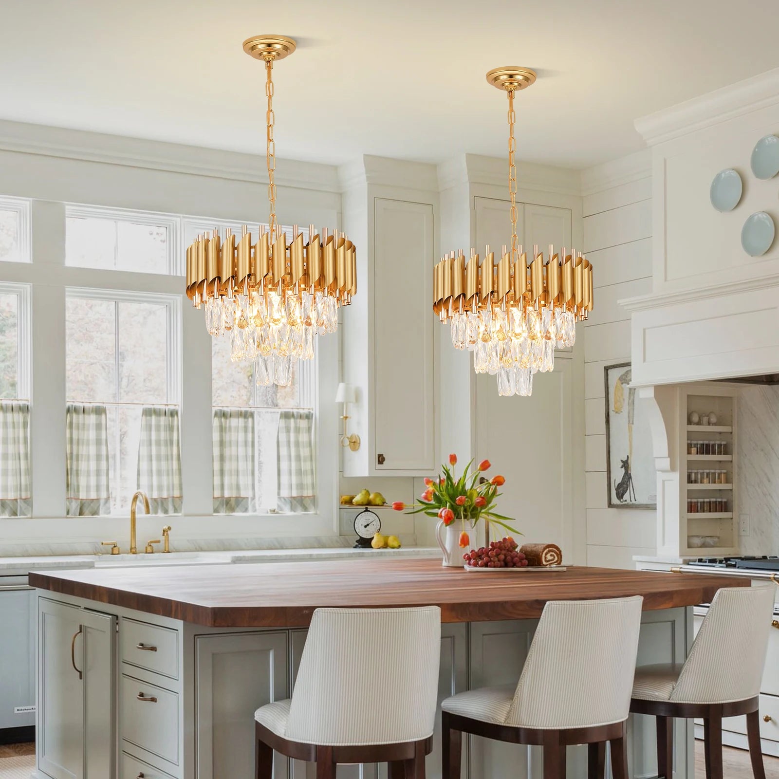 Pixa Round Tiered Crystal Chandelier | Celestre