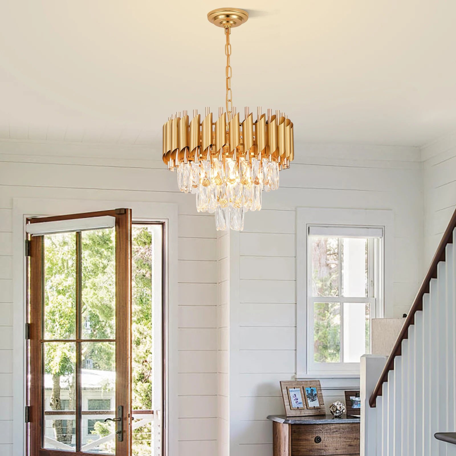 Pixa Round Tiered Crystal Chandelier | Celestre
