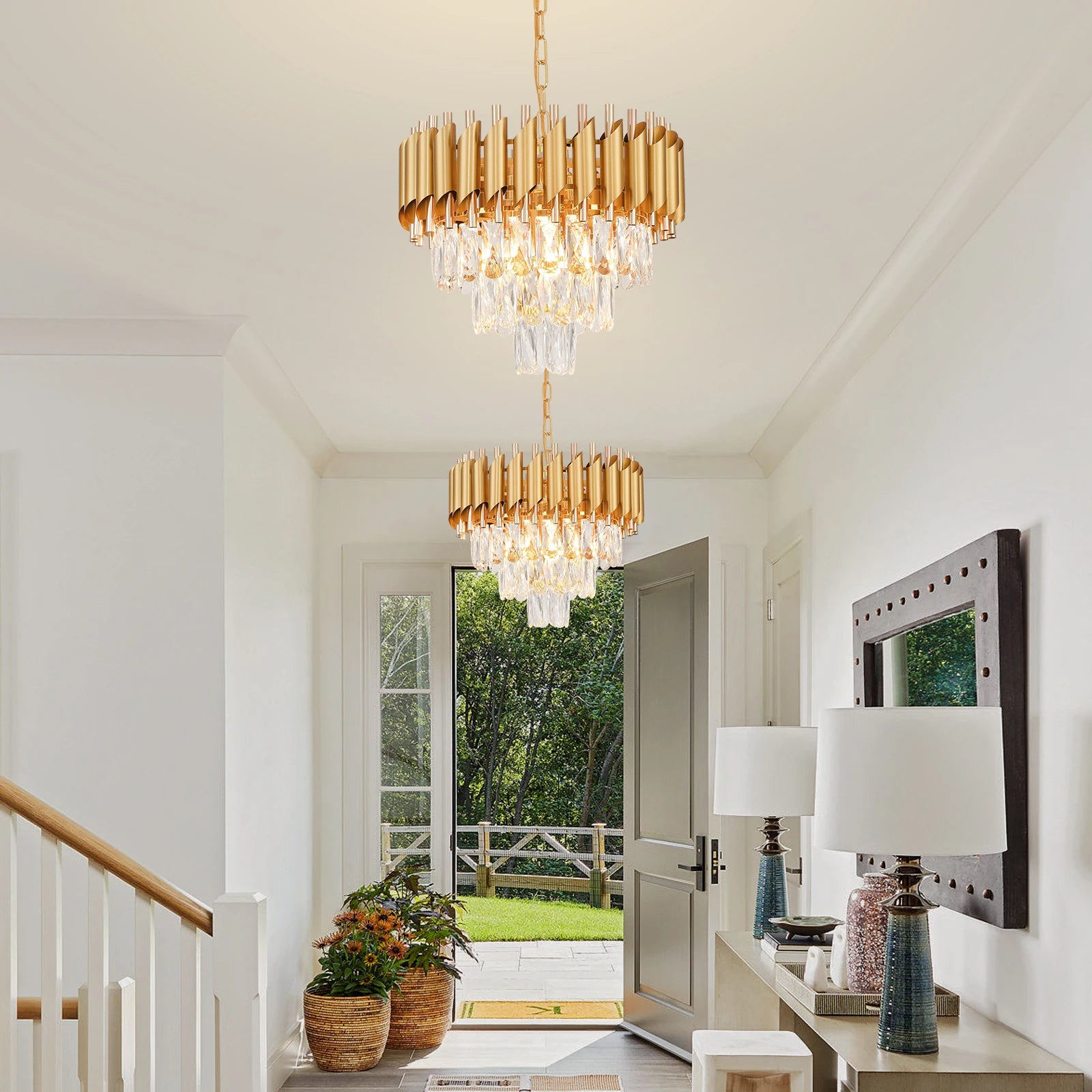 Pixa Round Tiered Crystal Chandelier | Celestre