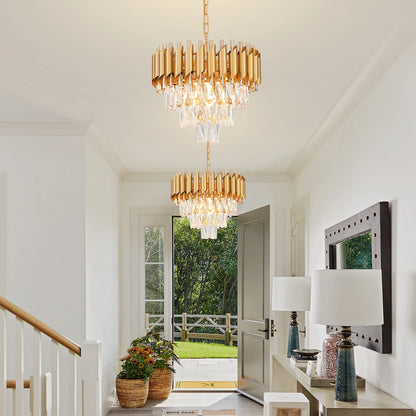 Pixa Round Tiered Crystal Chandelier | Celestre