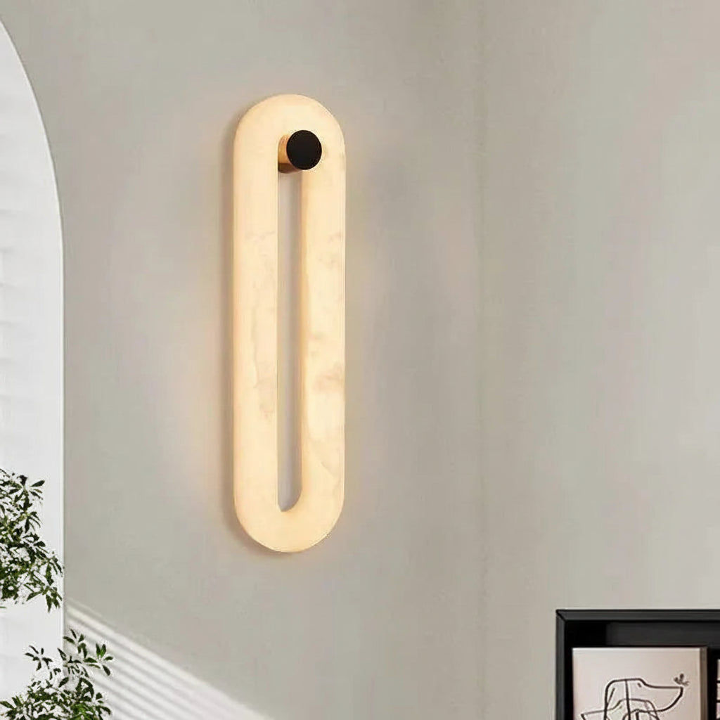 Kexo Contemporary Alabaster Oval Loop Wall Light H 40 cm | Celestre