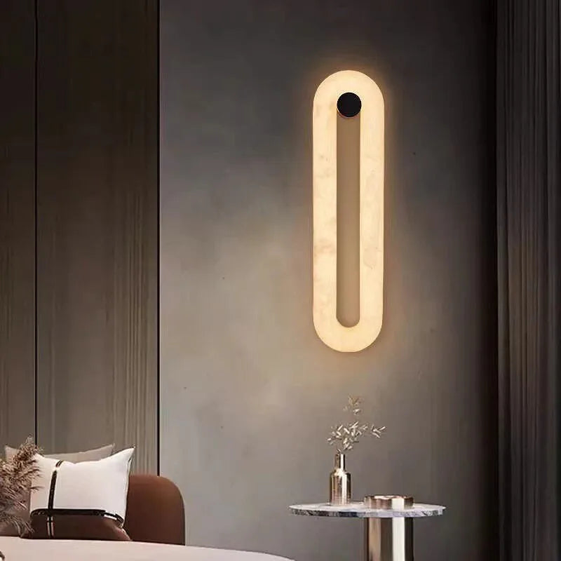 Kexo Contemporary Alabaster Oval Loop Wall Light | Celestre