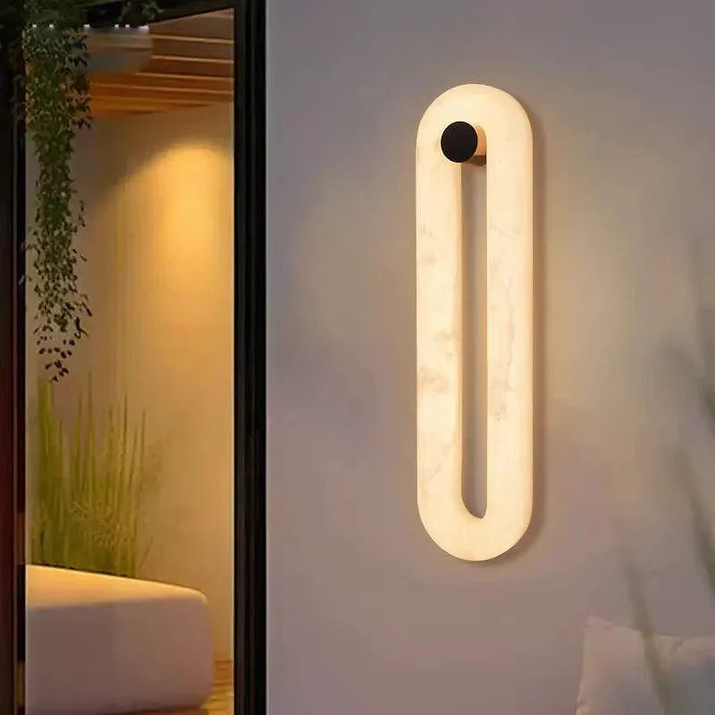 Kexo Contemporary Alabaster Oval Loop Wall Light H 60 cm | Celestre
