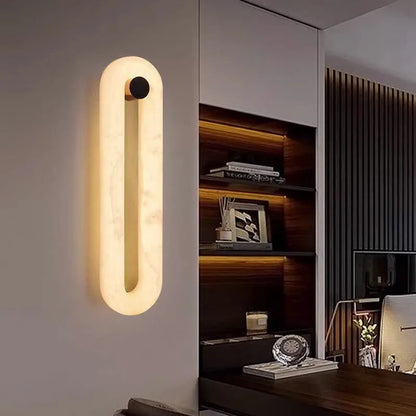 Kexo Contemporary Alabaster Oval Loop Wall Light | Celestre