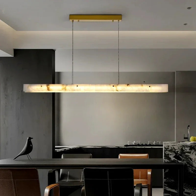 Luno Alabaster Linear Chandelier L 120cm | Celestre