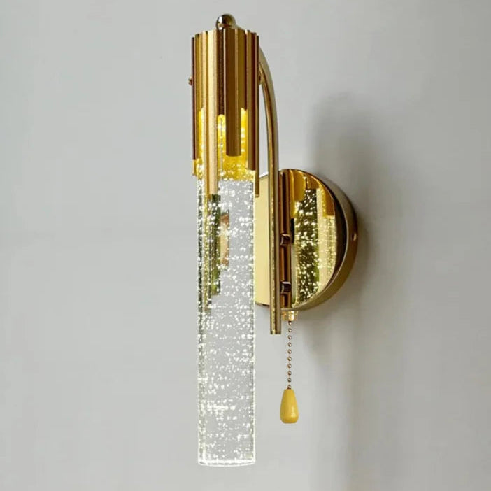 Vemi Crystal Seeded Cylindrical Wall Light Pull Switch | Celestre