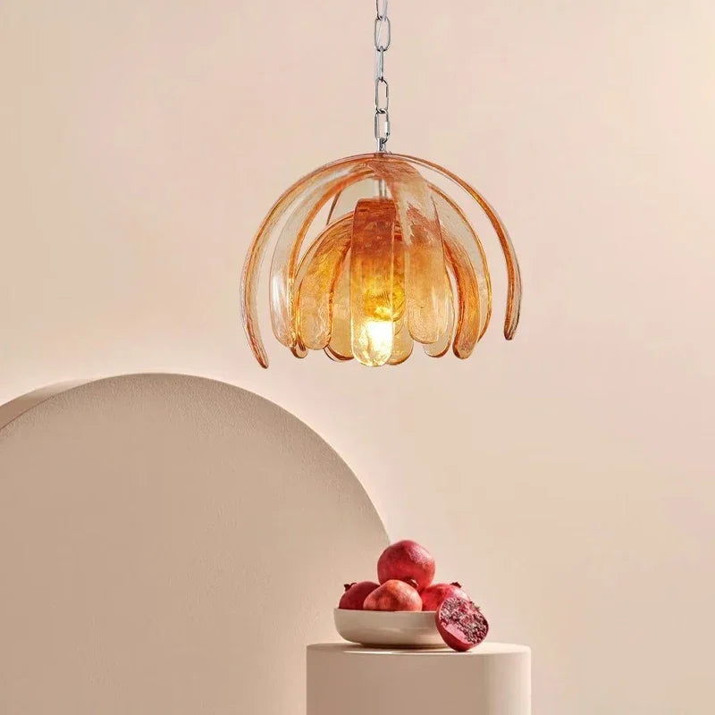 Fenla Floral Glass Pendant Light Orange | Celestre