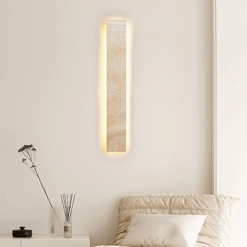 Mero Travertine Long Backlit Wall Light Rectangle | Celestre