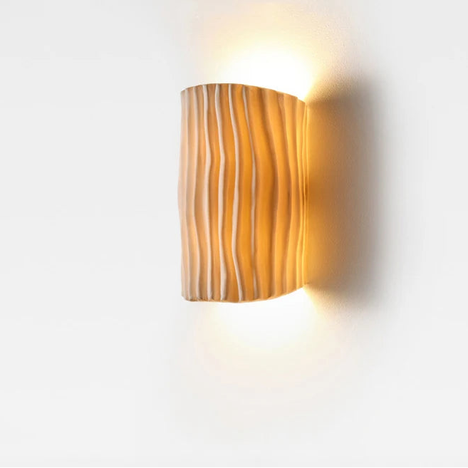 Kyra Fluted Wavy Bi Directional Wall Light Yellow | Celestre