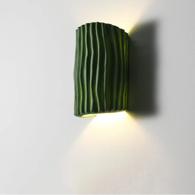 Kyra Fluted Wavy Bi Directional Wall Light Green | Celestre
