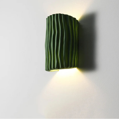 Kyra Fluted Wavy Bi Directional Wall Light Green | Celestre