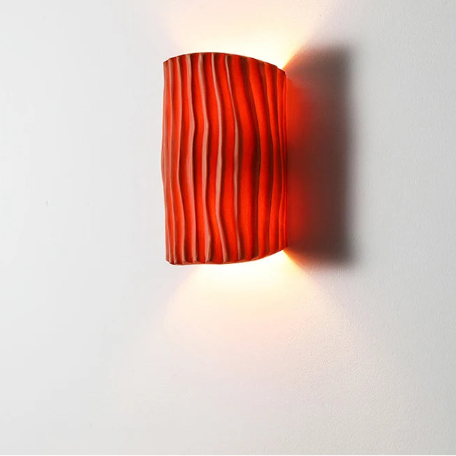 Kyra Fluted Wavy Bi Directional Wall Light Red | Celestre
