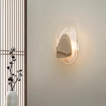 Lequ Travertine Pebble Style Wall Light | Celestre