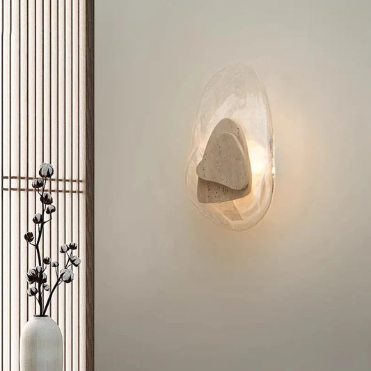 Lequ Travertine Pebble Style Wall Light | Celestre