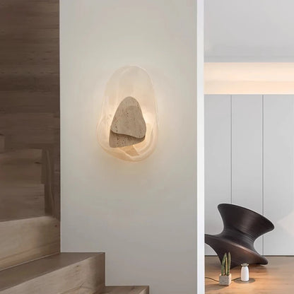 Lequ Travertine Pebble Style Wall Light | Celestre