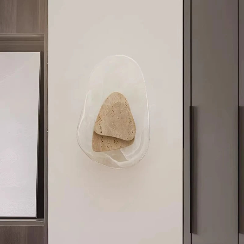 Lequ Travertine Pebble Style Wall Light | Celestre