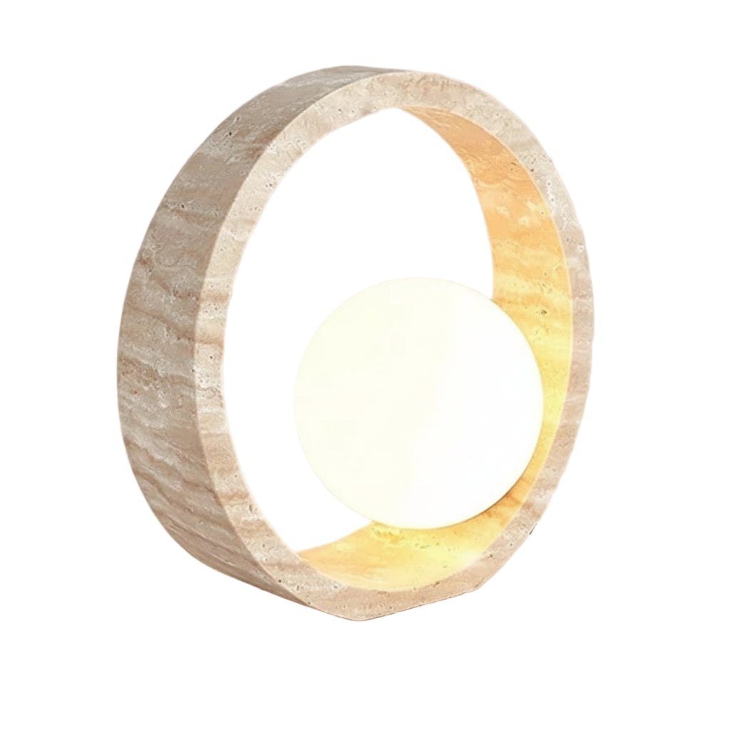 Neli Nordic Travertine Ring Table Lamp | Celestre
