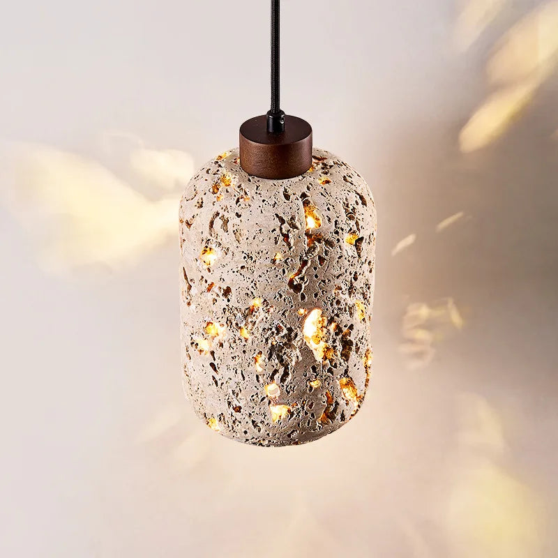 Ezra Travertine Cylindrical Pendant Light Single Head | Celestre