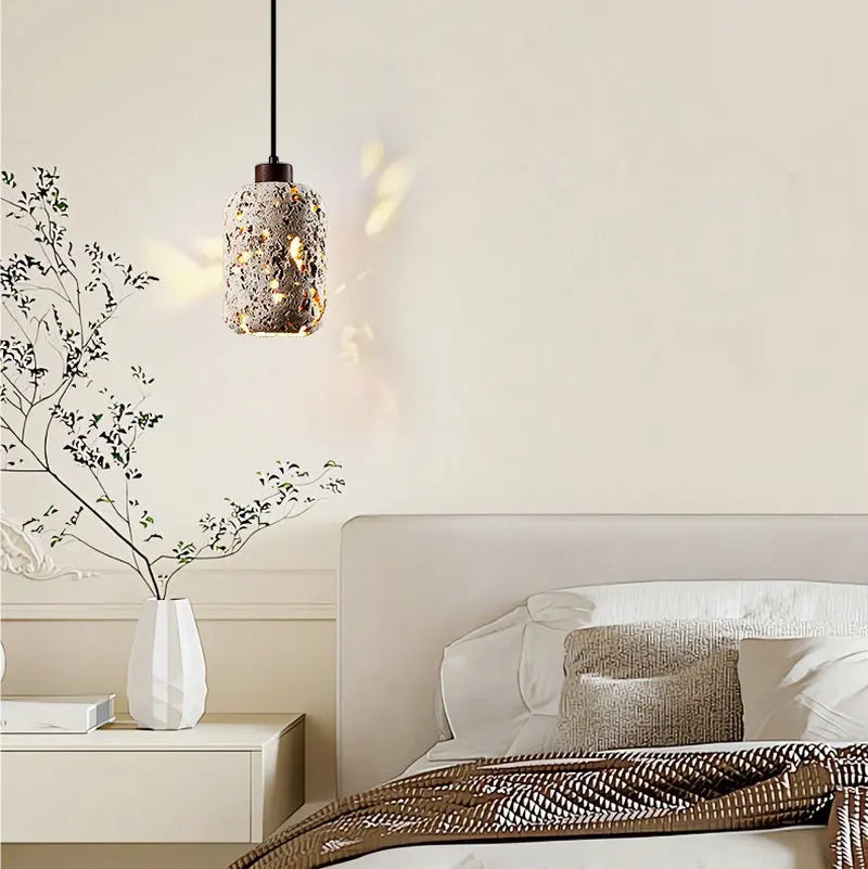 Ezra Travertine Cylindrical Pendant Light | Celestre