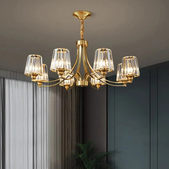 Dena Antique Fluted Glass Chandelier 8 Heads | Celestre