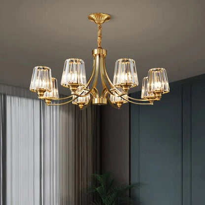 Dena Antique Fluted Glass Chandelier 8 Heads | Celestre
