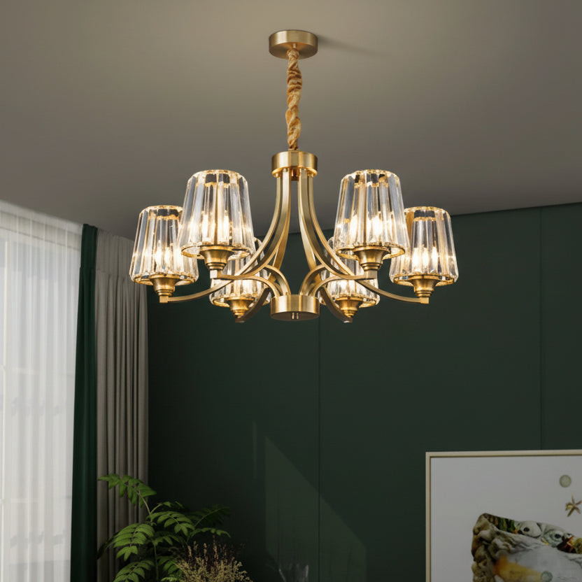 Dena Antique Fluted Glass Chandelier 6 Heads | Celestre