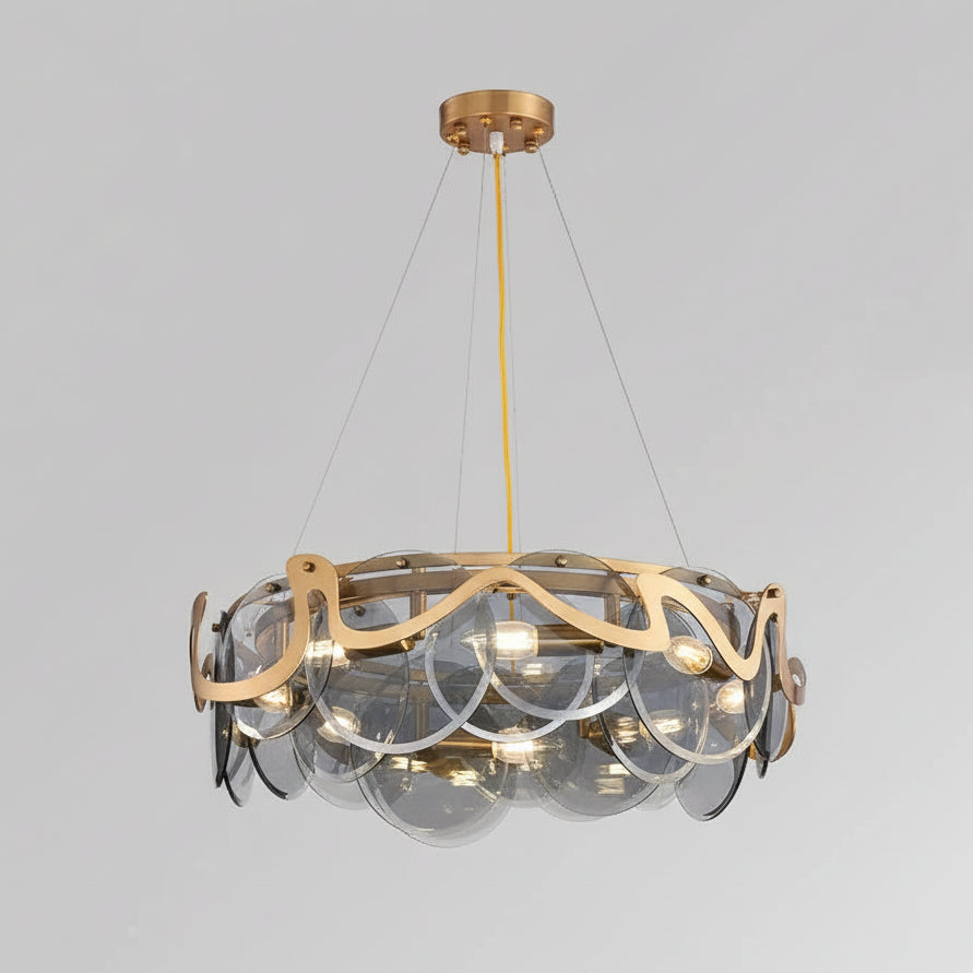Kino Round Stained Glass Discs Chandelier Black D 60 cm | Celestre