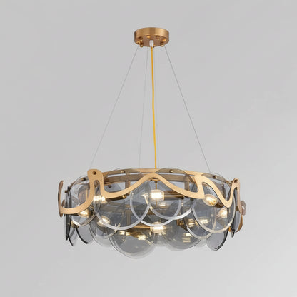Kino Round Stained Glass Discs Chandelier Black D 60 cm | Celestre