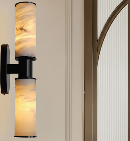 Aria Alabaster Cylindrical Wall Light Black | Celestre