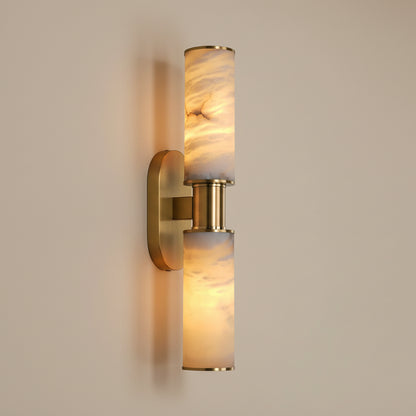 Aria Alabaster Cylindrical Wall Light Gold | Celestre