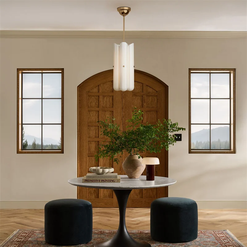 Delu Fluted Glass Cylinder Pendant Light Gold | Celestre