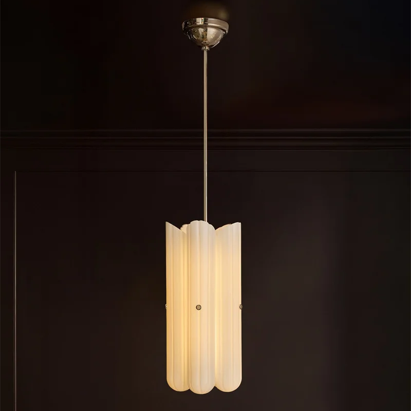 Delu Fluted Glass Cylinder Pendant Light Bronze | Celestre