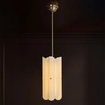 Delu Fluted Glass Cylinder Pendant Light Bronze | Celestre