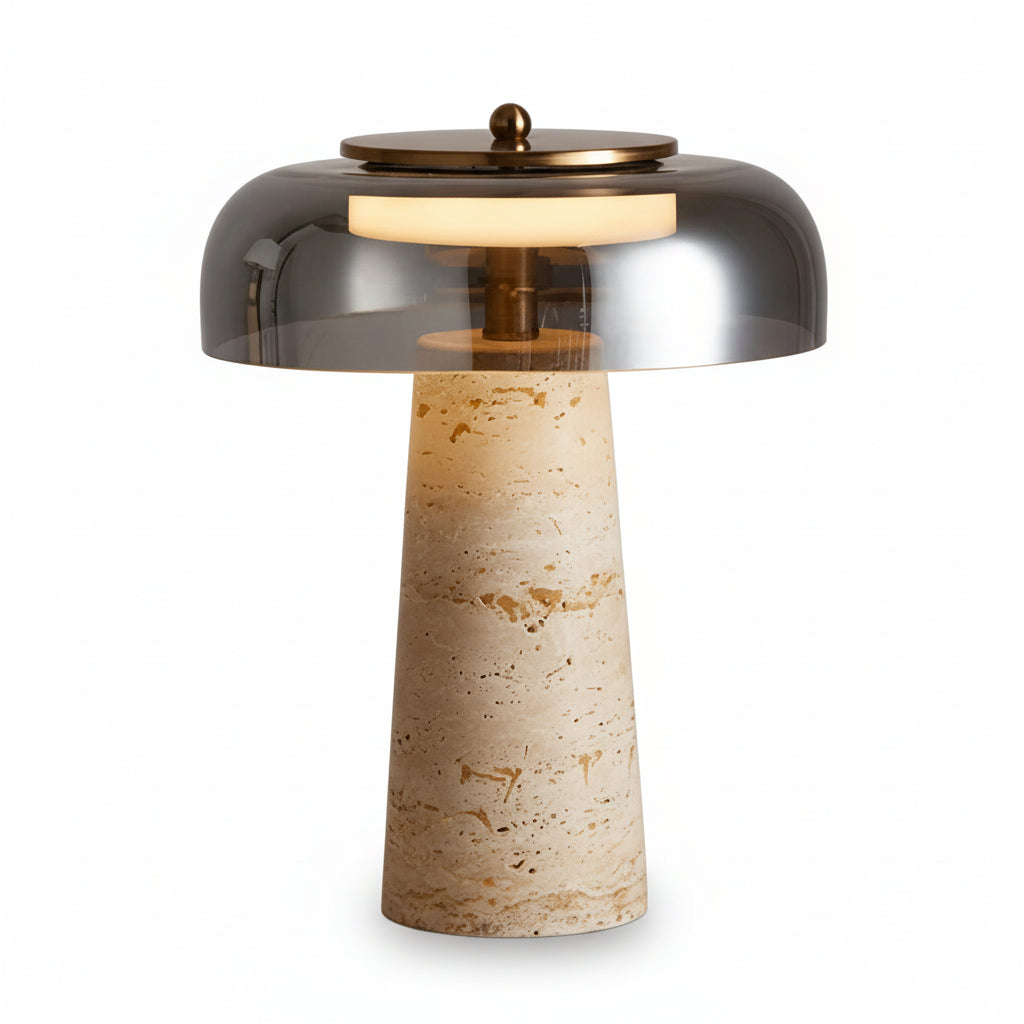 Zyre Travertine Mushroom Table Lamp | Celestre