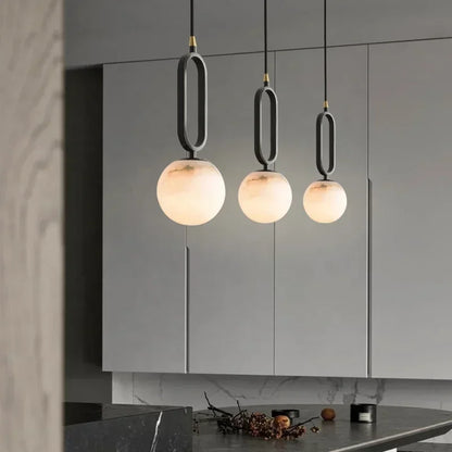 Zella Alabaster Orb Pendant Light Black | Celestre