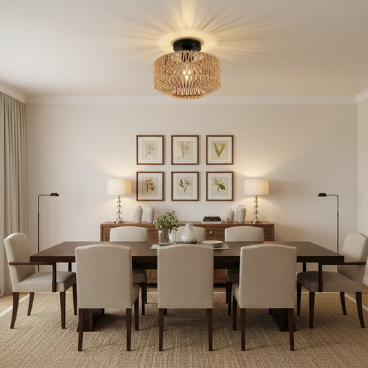 Helix Rattan Ceiling Light | Celestre