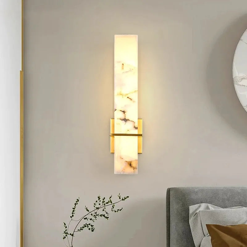 Dela Alabaster Long Rectangular Wall Light Neutral | Celestre
