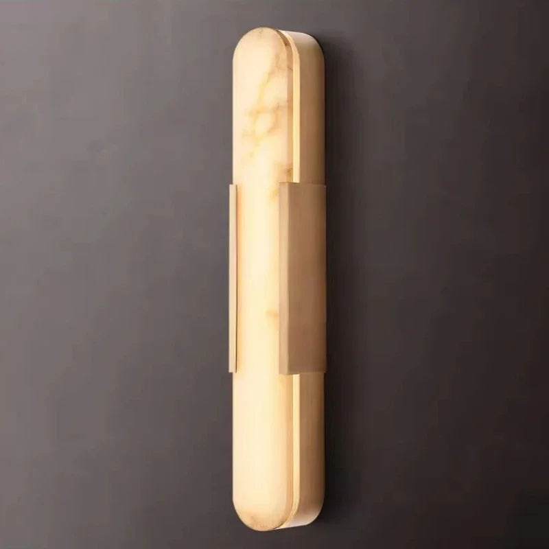 Liro Alabaster Pill Shaped Wall Light Gold 50cm | Celestre