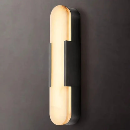Liro Alabaster Pill Shaped Wall Light Black 50cm | Celestre
