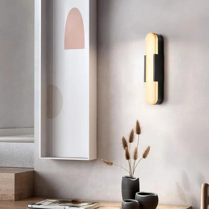 Liro Alabaster Pill Shaped Wall Light Black 35cm | Celestre