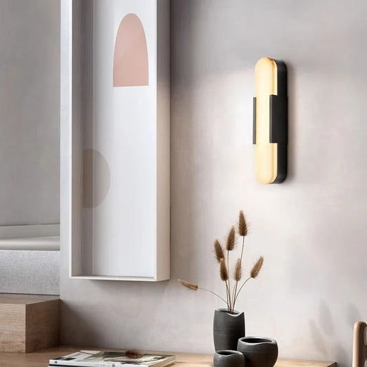 Liro Alabaster Pill Shaped Wall Light Black 35cm | Celestre