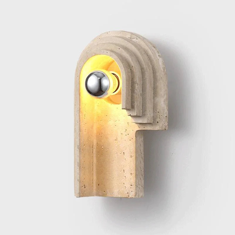 Lini Travertine Arched Wall Light H 30 cm Right | Celestre