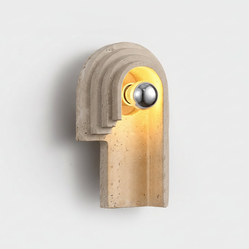 Lini Travertine Arched Wall Light H 30 cm Left | Celestre