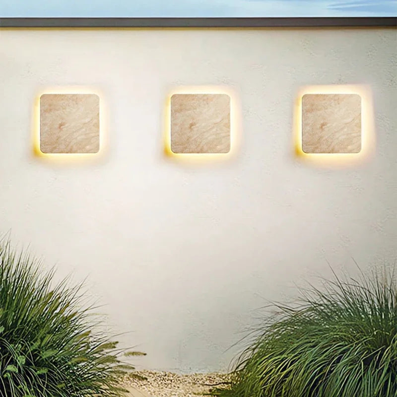 Geli Travertine Square Outdoor Wall Light | Celestre