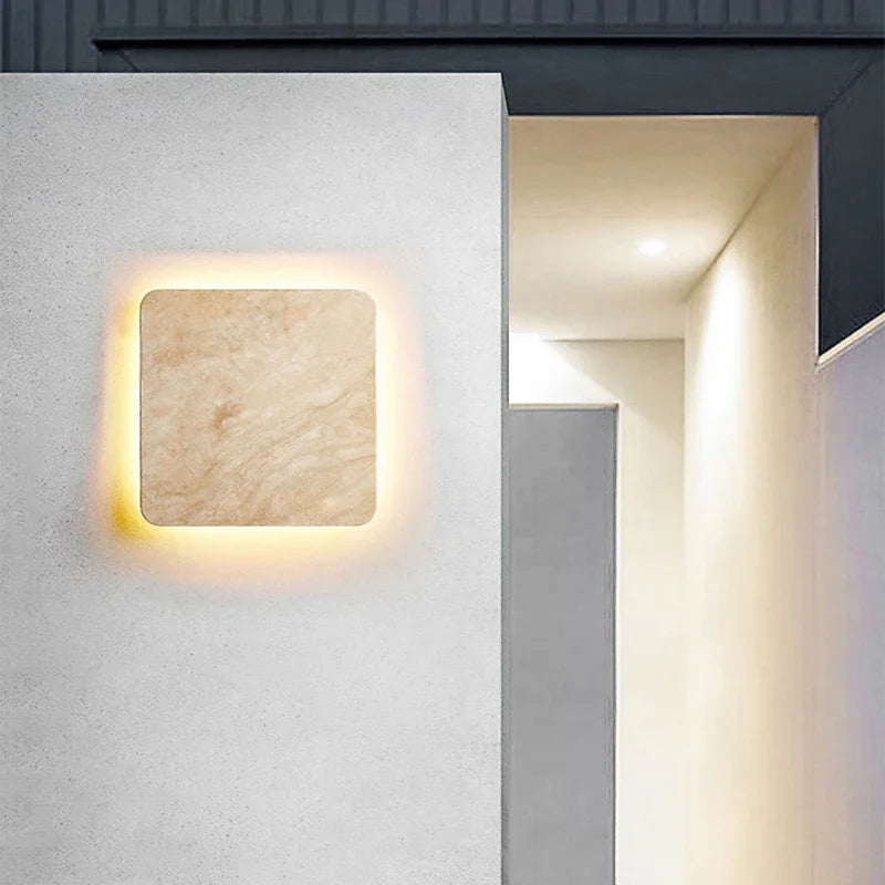 Geli Travertine Square Outdoor Wall Light | Celestre