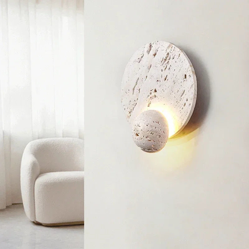 Dever Travertine Disk Wall Light | Celestre
