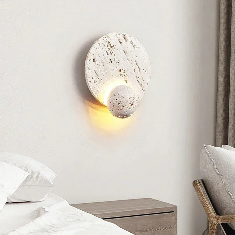 Dever Travertine Disk Wall Light | Celestre