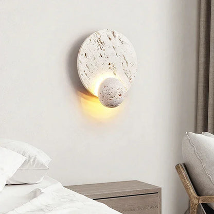 Dever Travertine Disk Wall Light | Celestre