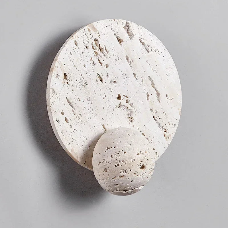Dever Travertine Disk Wall Light White Stone | Celestre