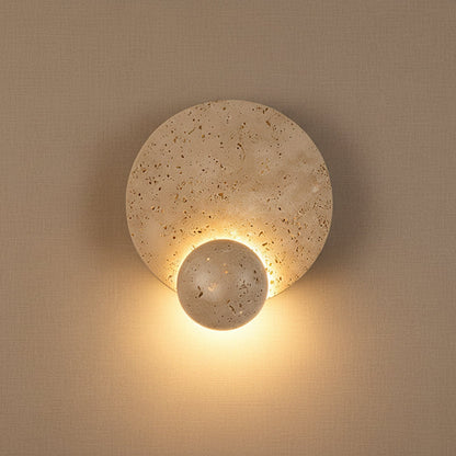 Dever Travertine Disk Wall Light Yellow Stone | Celestre